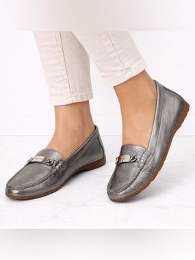 Coach Nola Loafers Metallic Gray Size 6.5